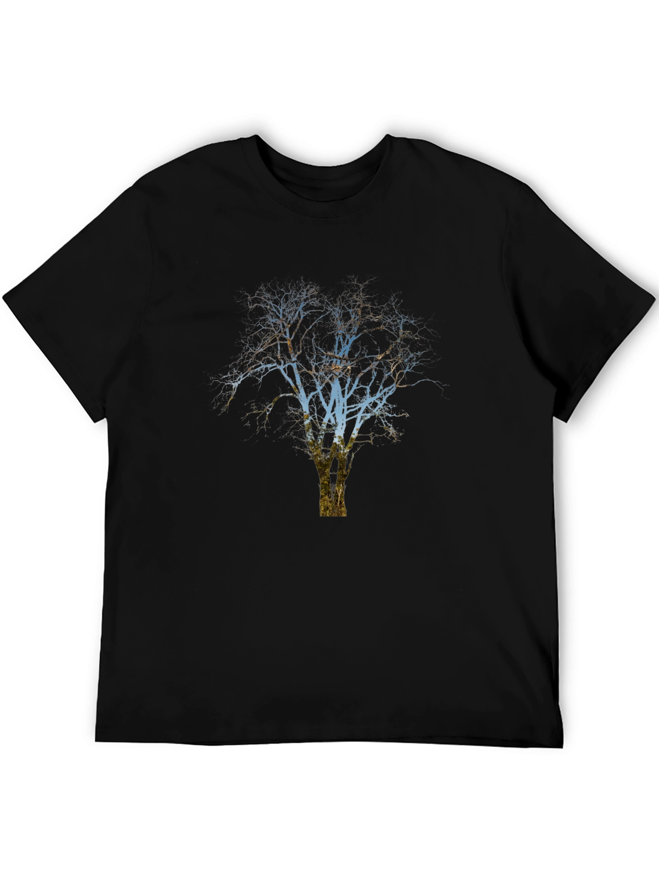Black Men's Black T-Shirt with Tree Graphic view 5