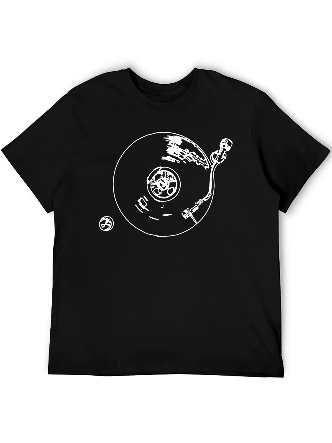 Black Turntable Graphic T-Shirt - Retro DJ Vibe view 5