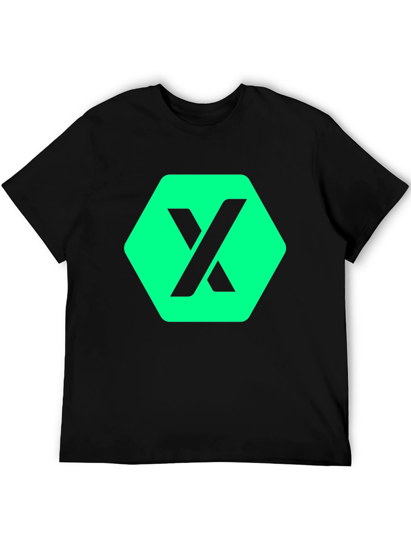 Black Modern Graphic Tee: Black Shirt with Geometric "X" Design view 5