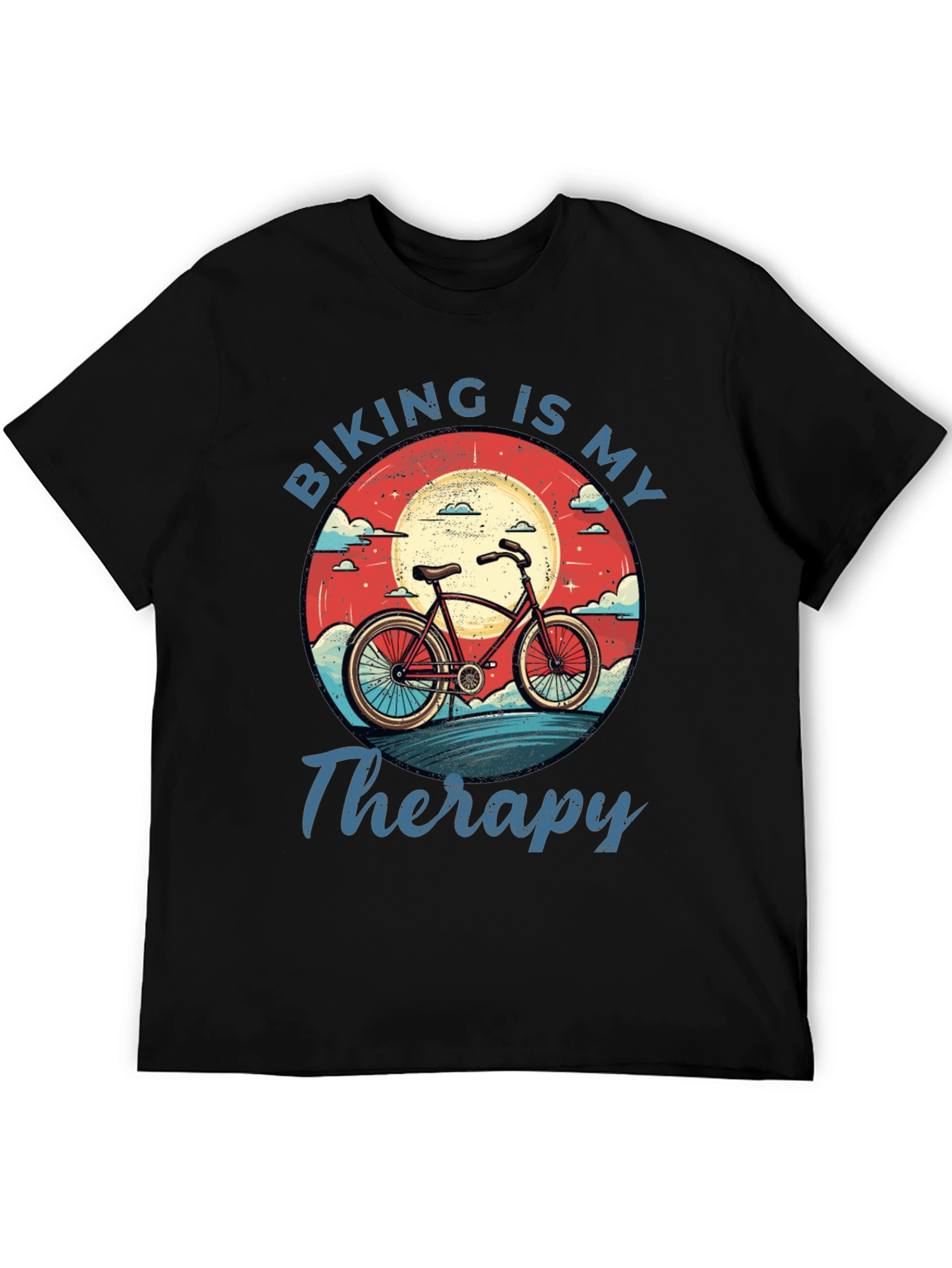 Black Biking is My Therapy Graphic T-Shirt view 5