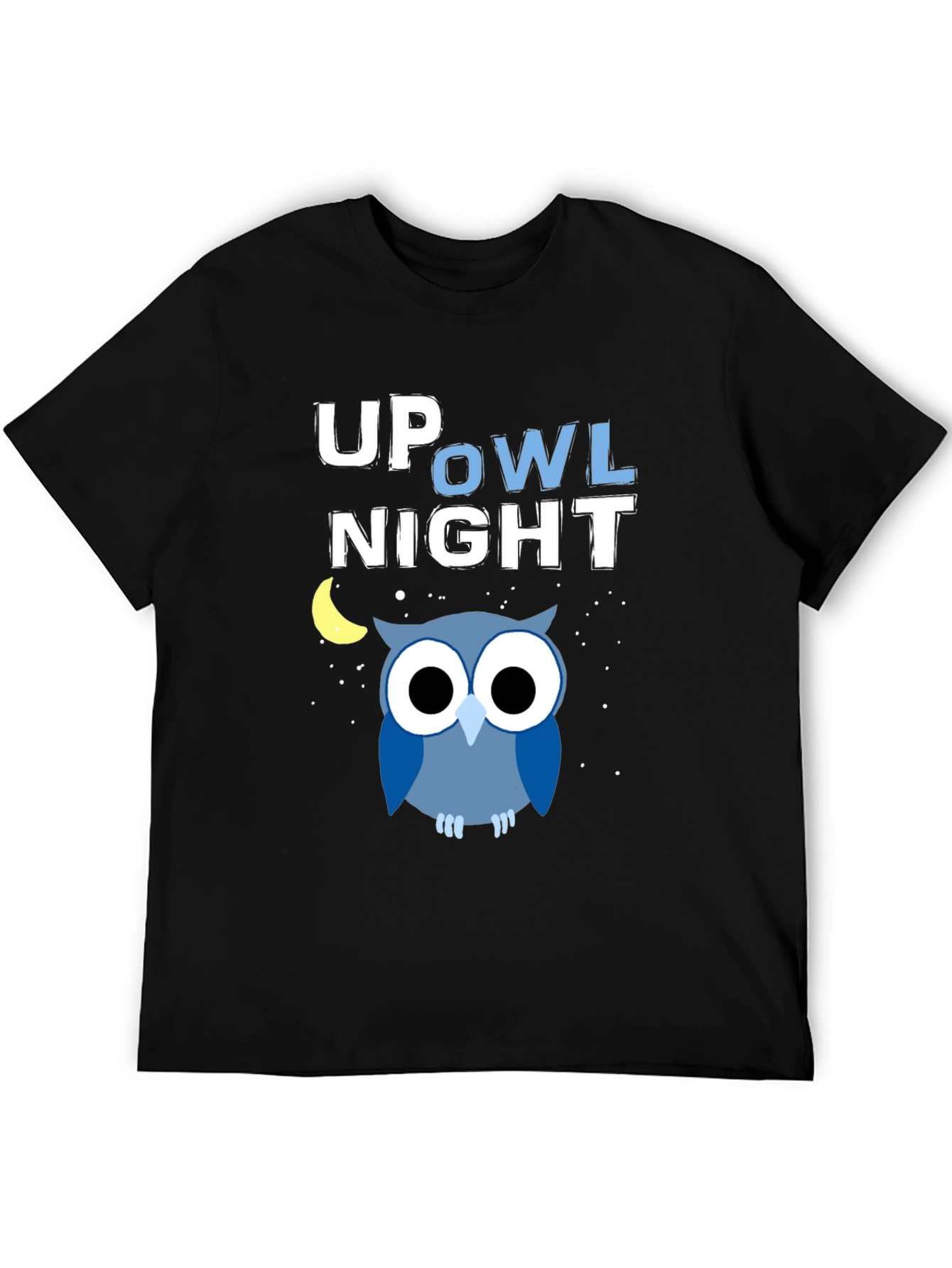 Black Up Owl Night Graphic Tee - Midnight Blue view 5