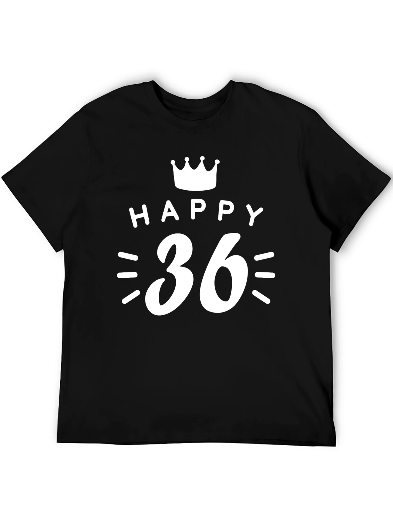 Black Happy 36th Birthday T-Shirt - Crown Design view 5