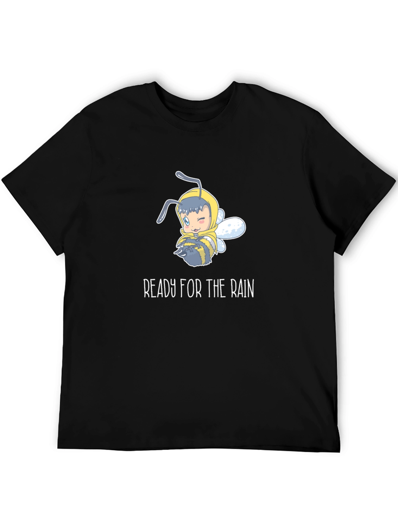 Black Ready for the Rain Cartoon Bee T-Shirt view 5