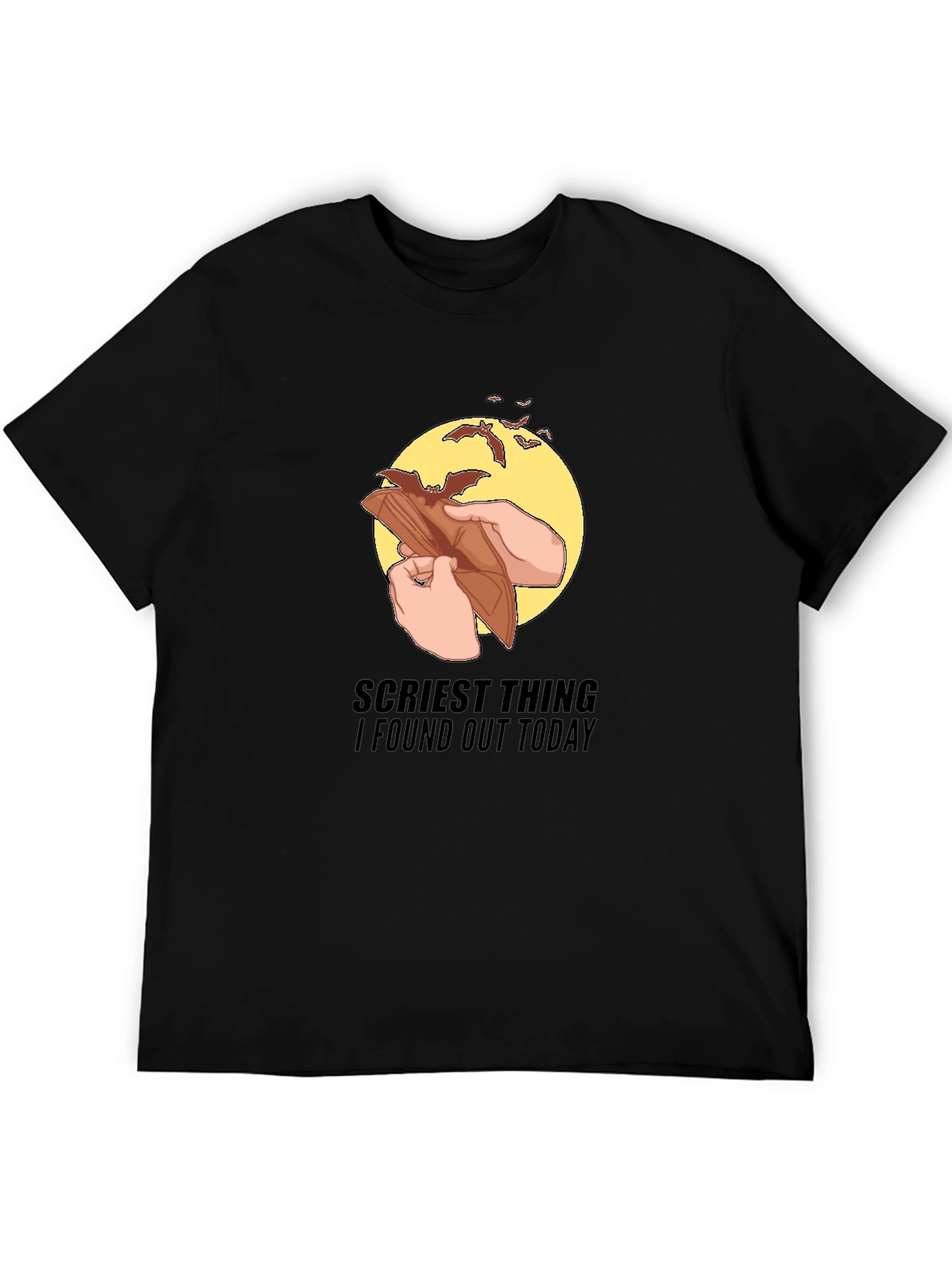 Black Scariest Thing T-Shirt: Bats in Wallet Graphic Tee view 5