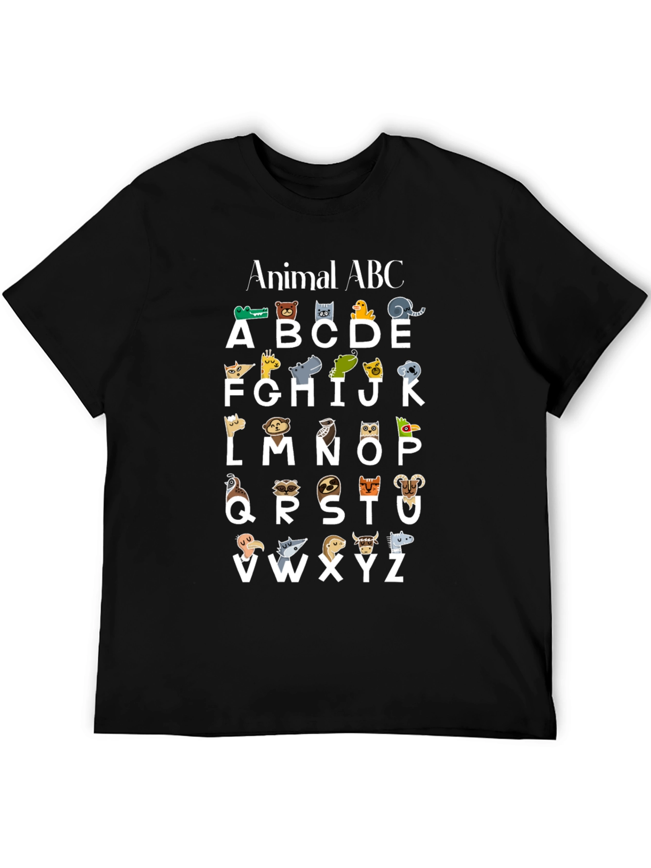 Black Animal ABC T-Shirt - Educational Alphabet Tee view 5