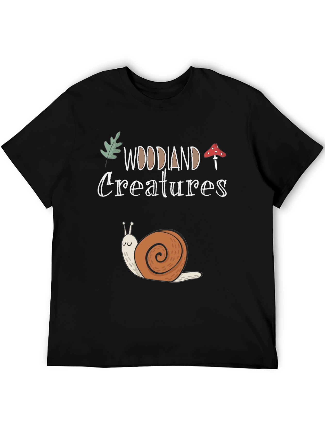 Black Woodland Creatures Snail Graphic T-Shirt view 5