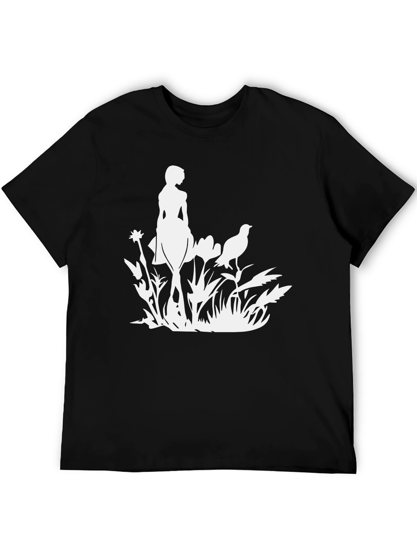 Black Nature Girl Silhouette Black Tee view 5