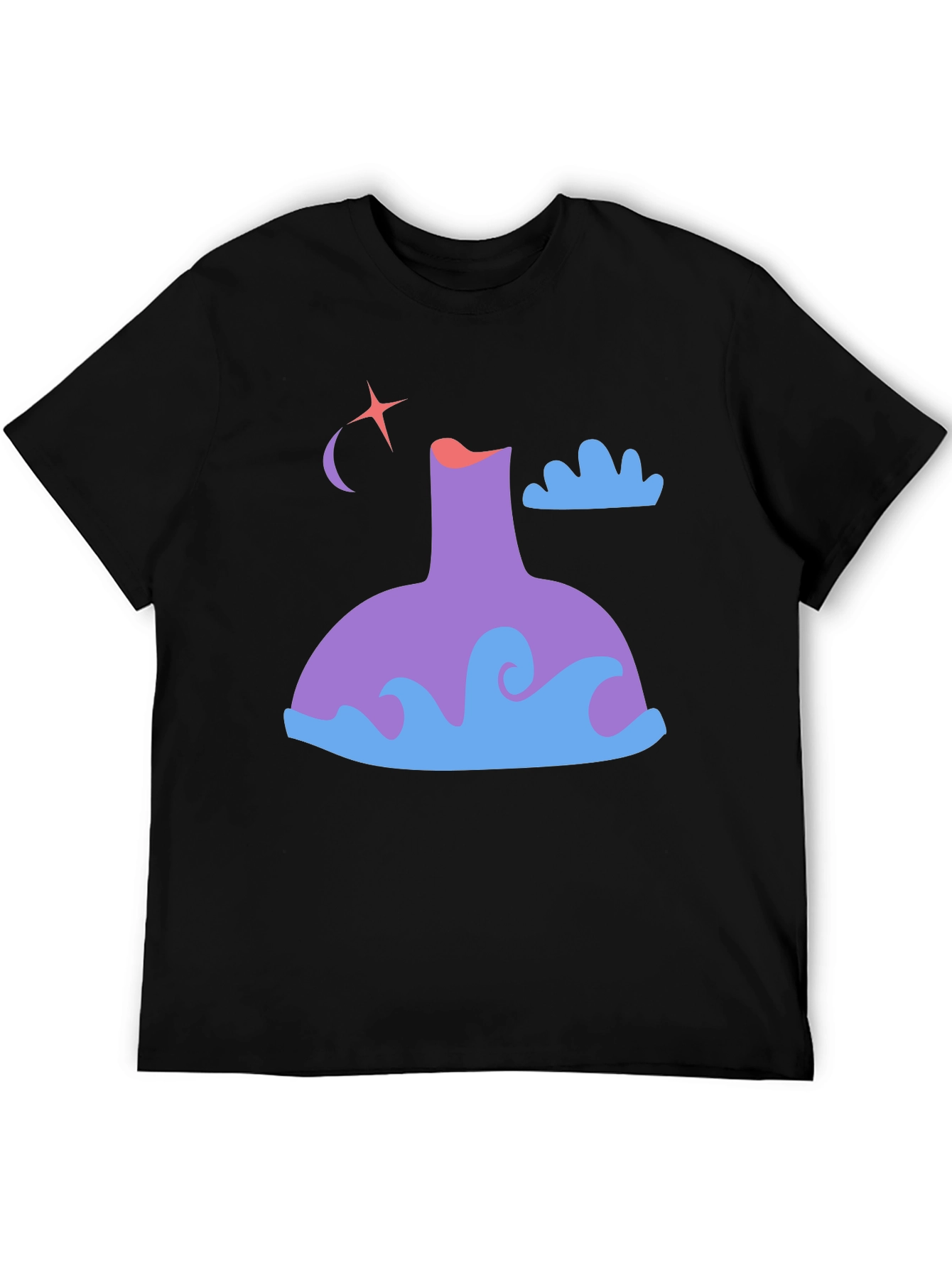 Black Whimsical Graphic Tee - Night Sky Design view 5