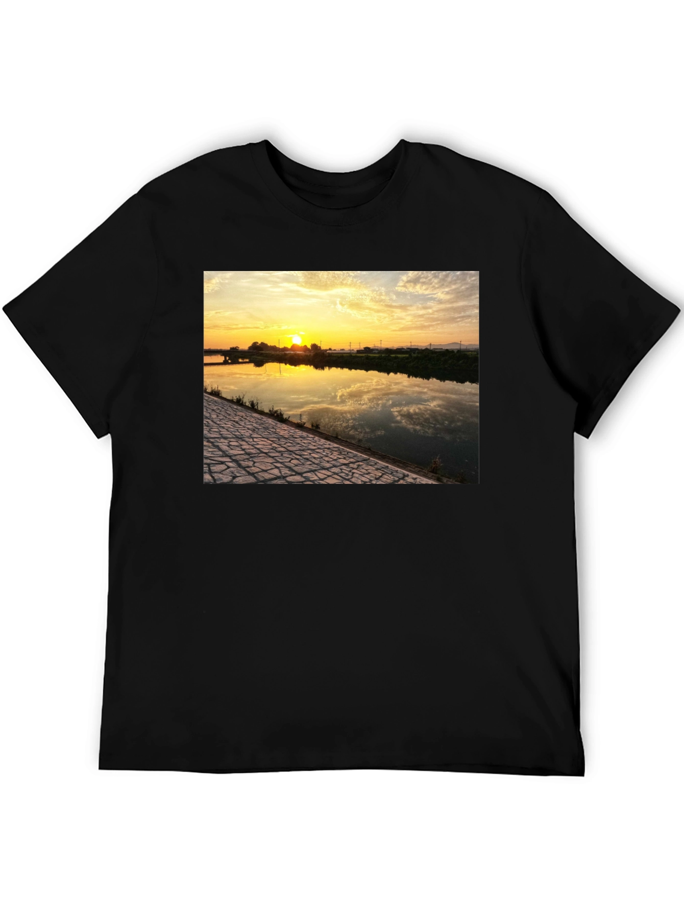 Black Sunset River Graphic Tee - Black view 5