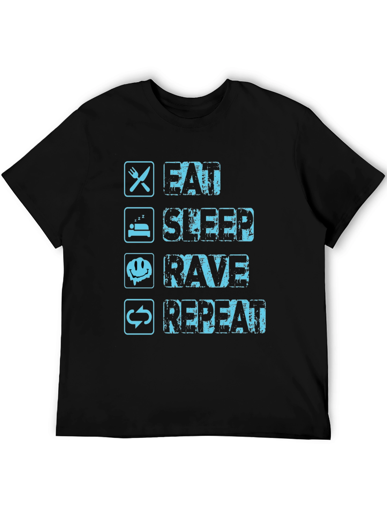 Black Eat Sleep Rave Repeat Graphic Tee view 5