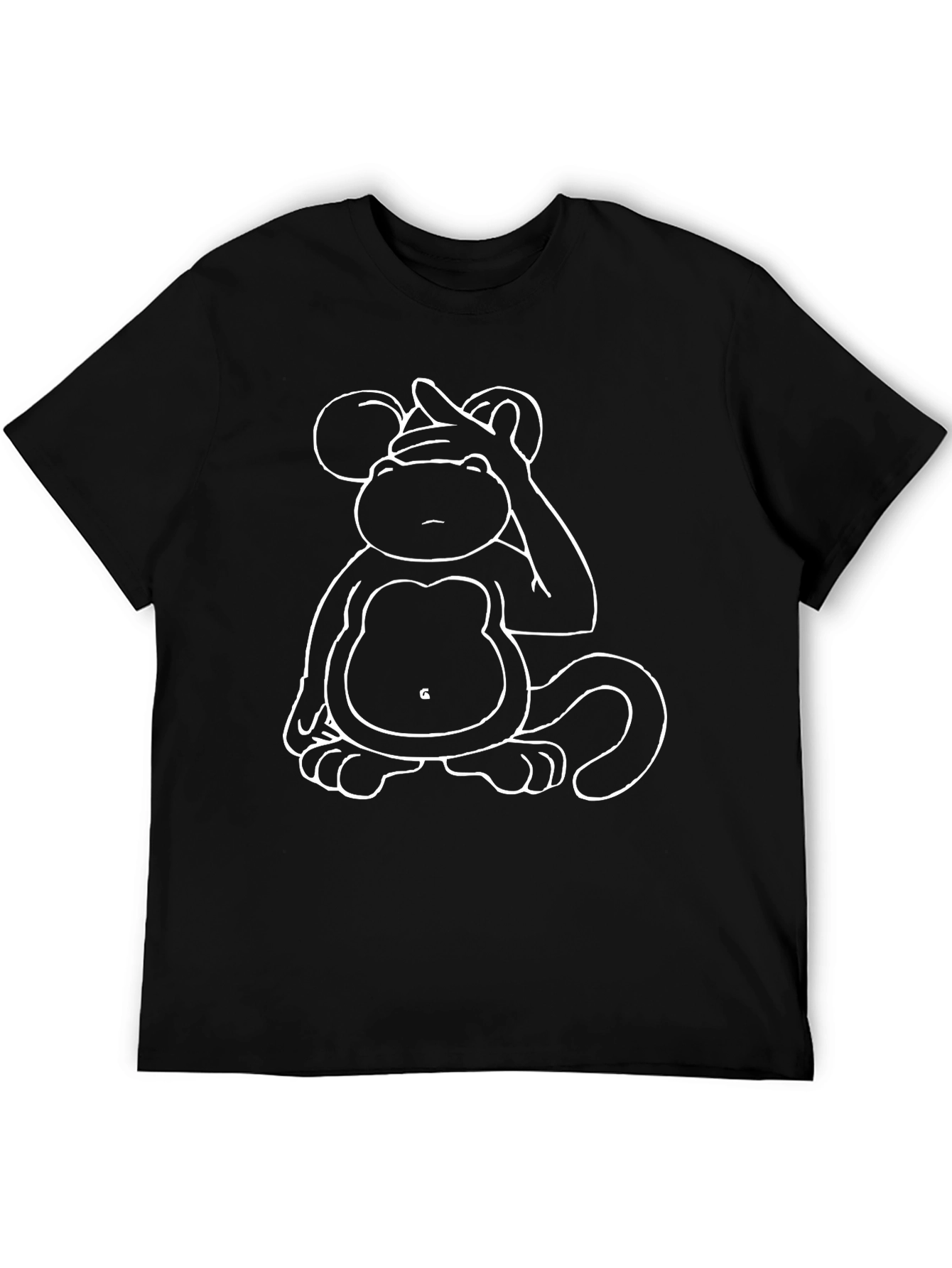 Black Funny Cartoon Monkey T-Shirt - Unisex Black Tee view 5
