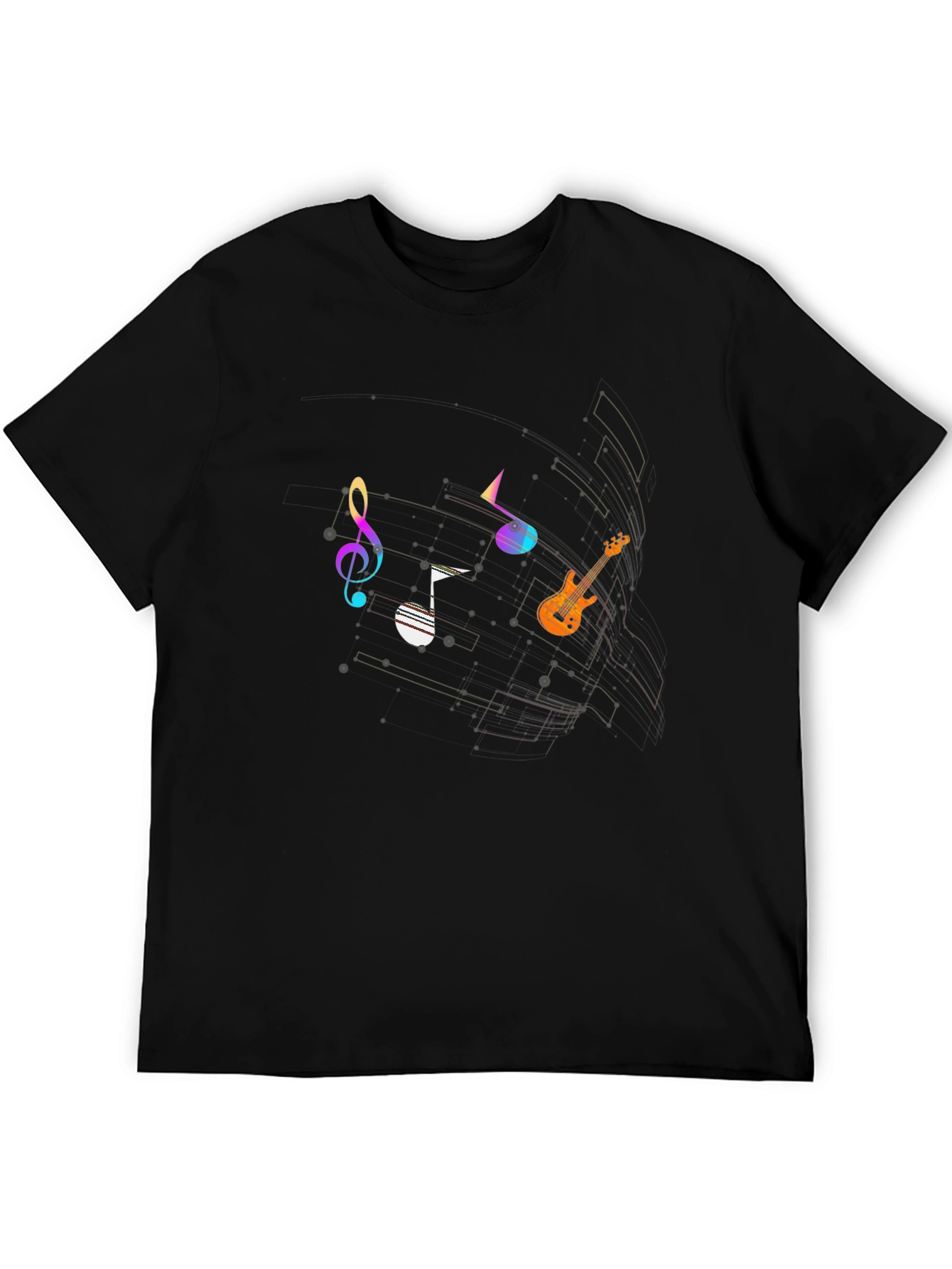 Black Music Notes Graphic T-Shirt - Stylish & Unique Design view 5