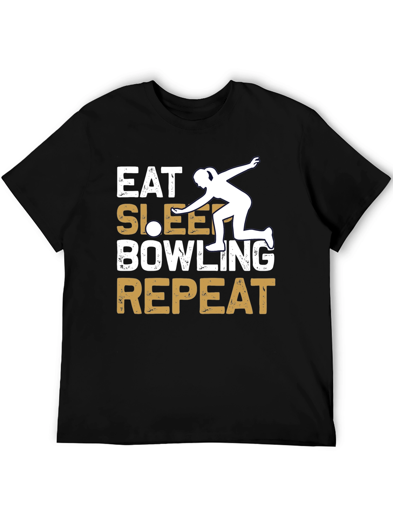 Black Eat Sleep Bowling Repeat Graphic Tee view 5