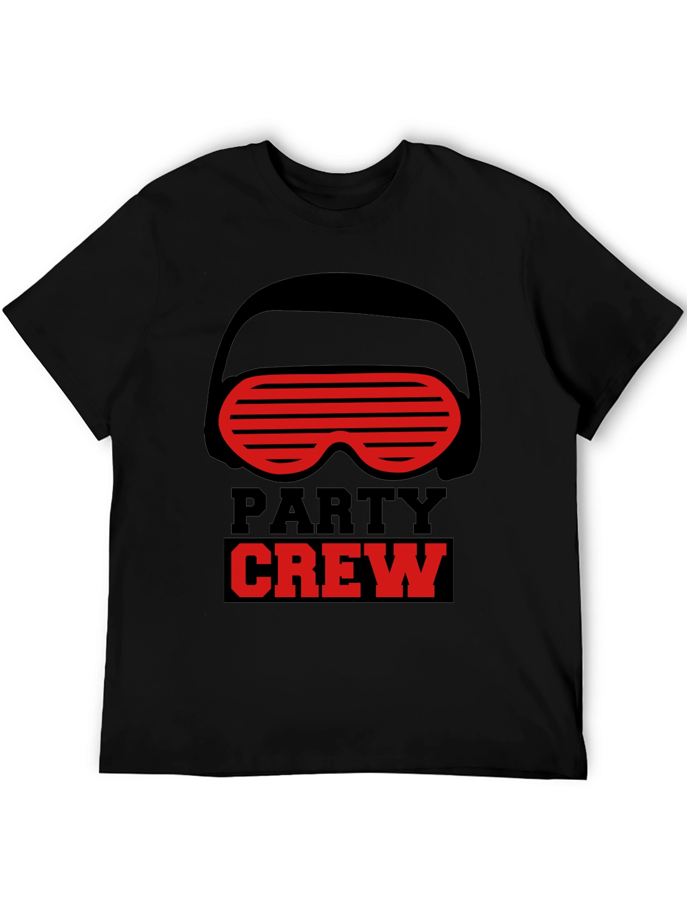 Black Party Crew Graphic T-Shirt - Black Crew Neck Tee view 5