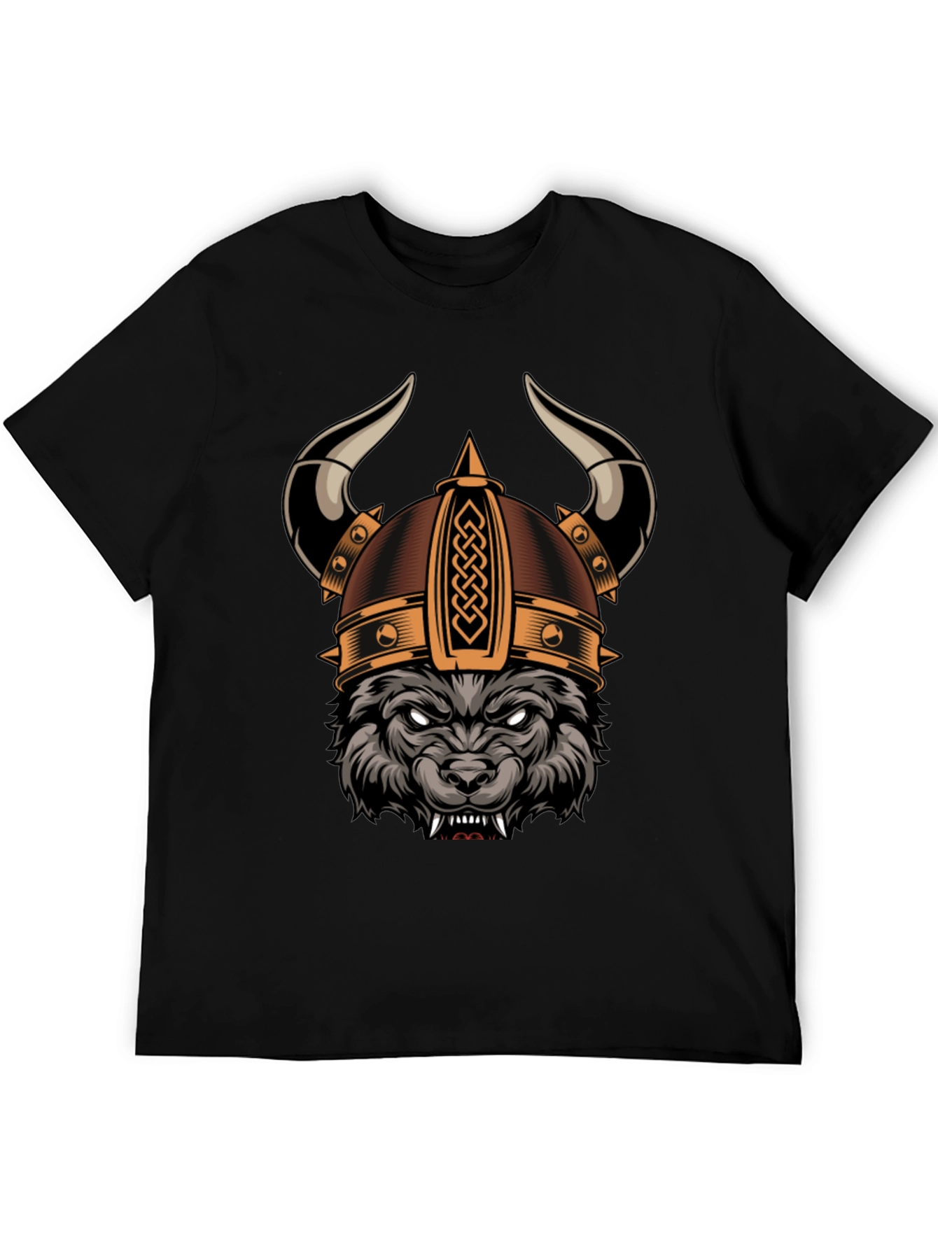 Black Viking Wolf Graphic Tee - Black view 5