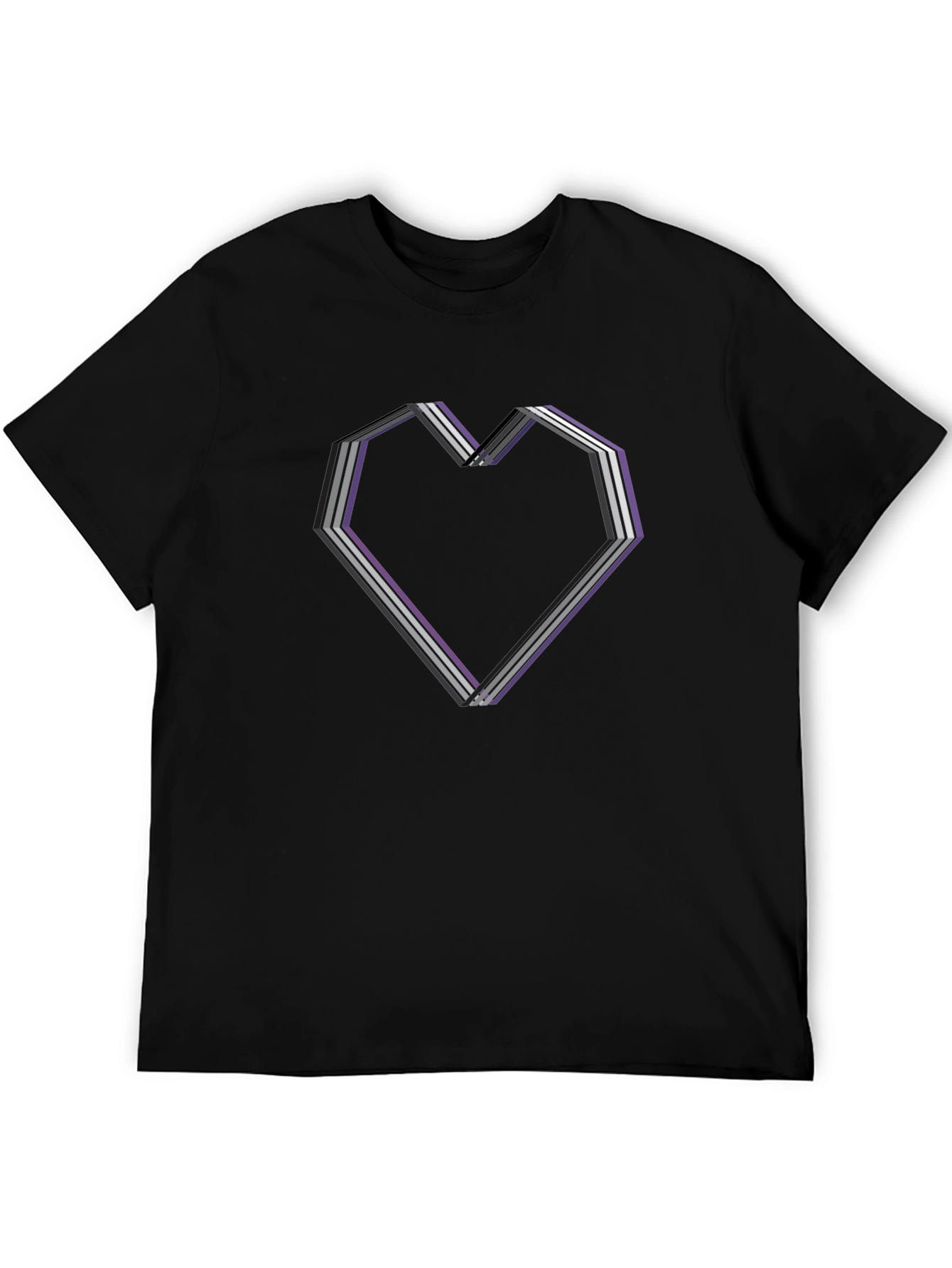 Black Asexual Pride Heart Graphic Tee - Black view 5