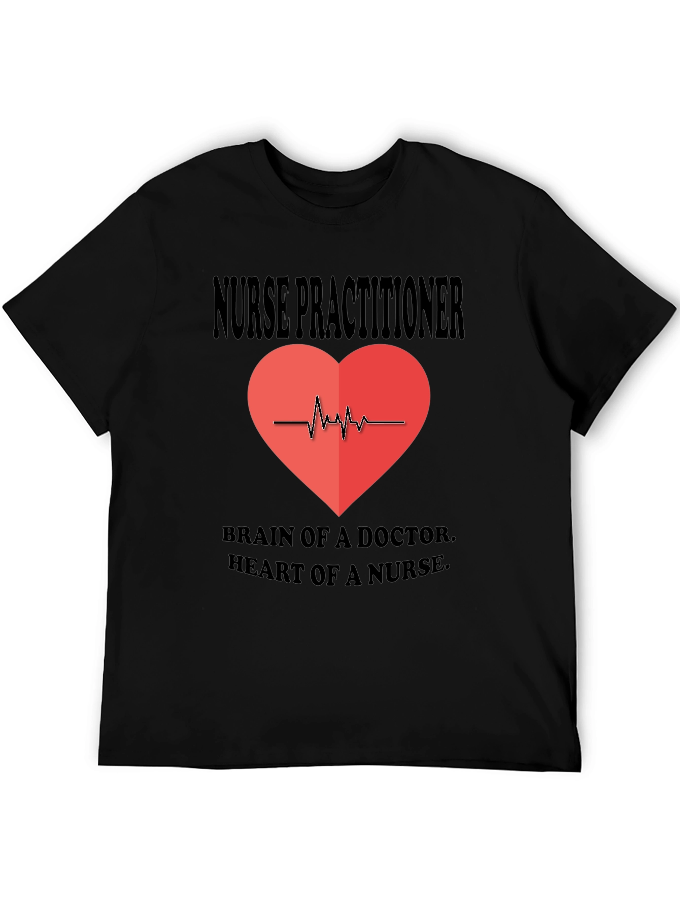 Black Nurse Practitioner Heartbeat T-Shirt view 5