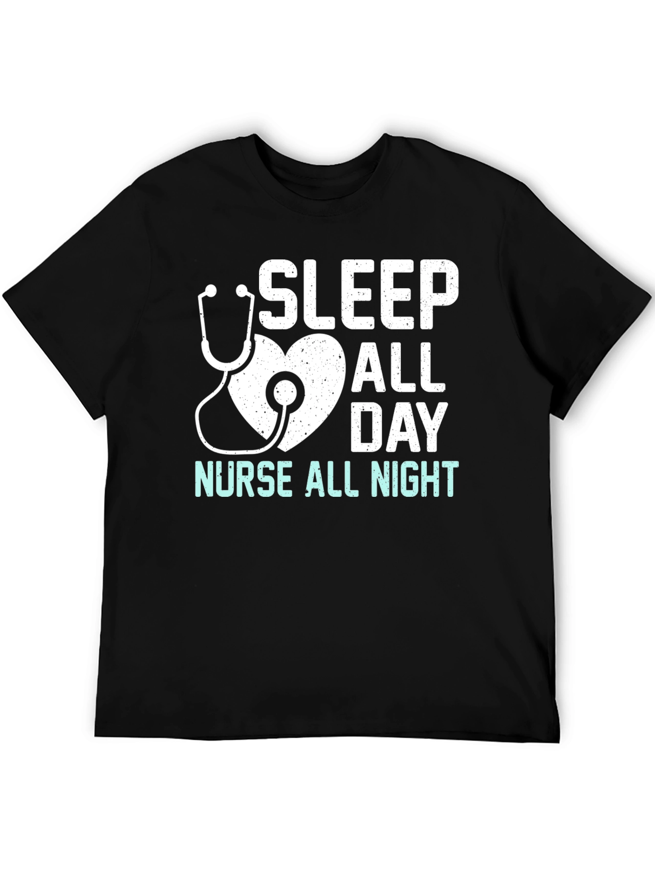 Black Nurse T-Shirt - Sleep All Day, Nurse All Night view 5
