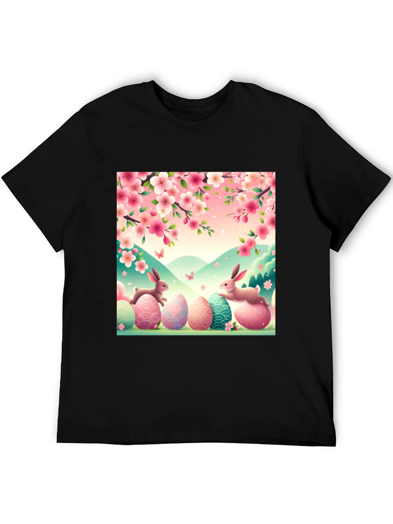 Camiseta Pascua Conejos y Flores