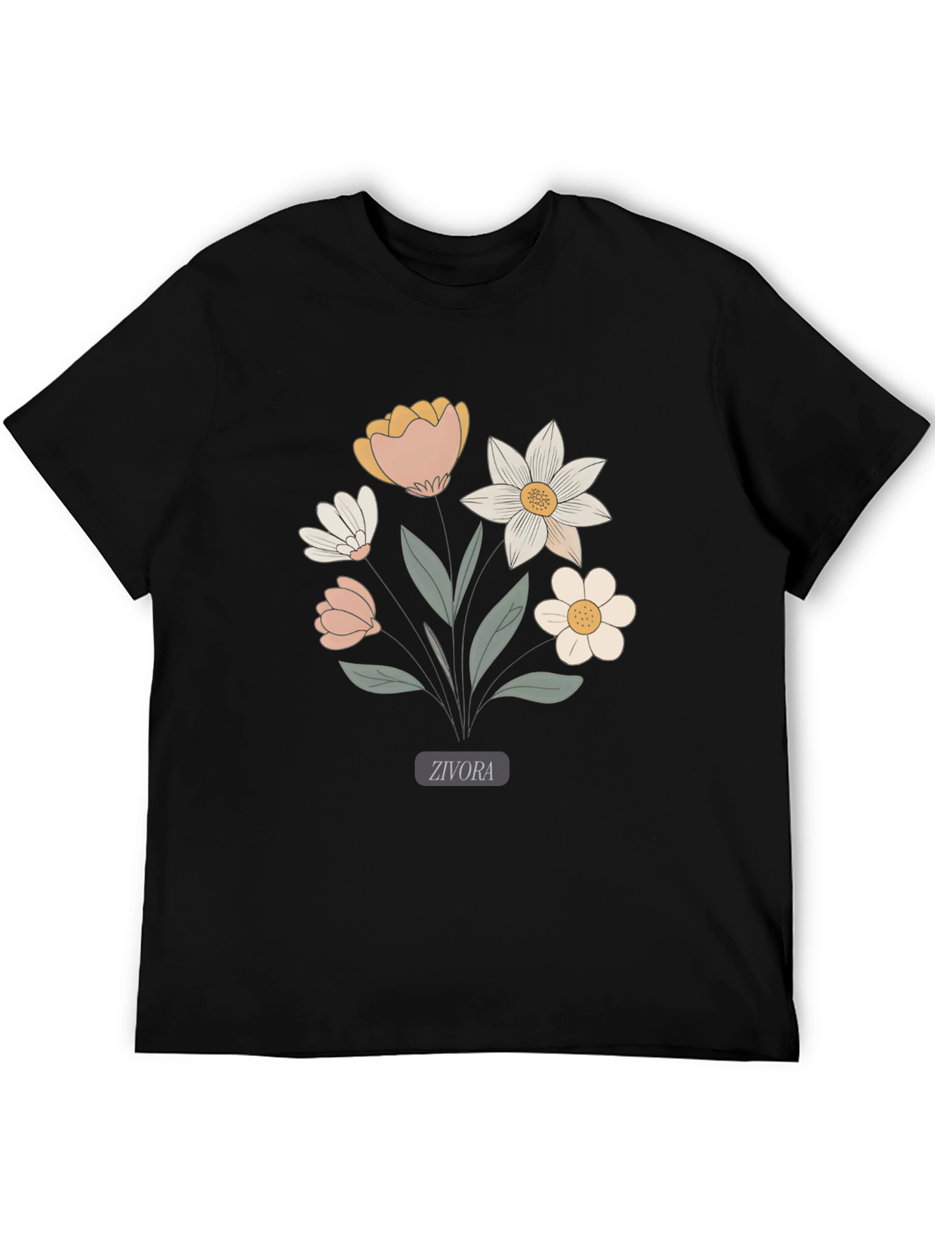 Black Floral Graphic Print Tee - Soft Cotton Comfort view 5