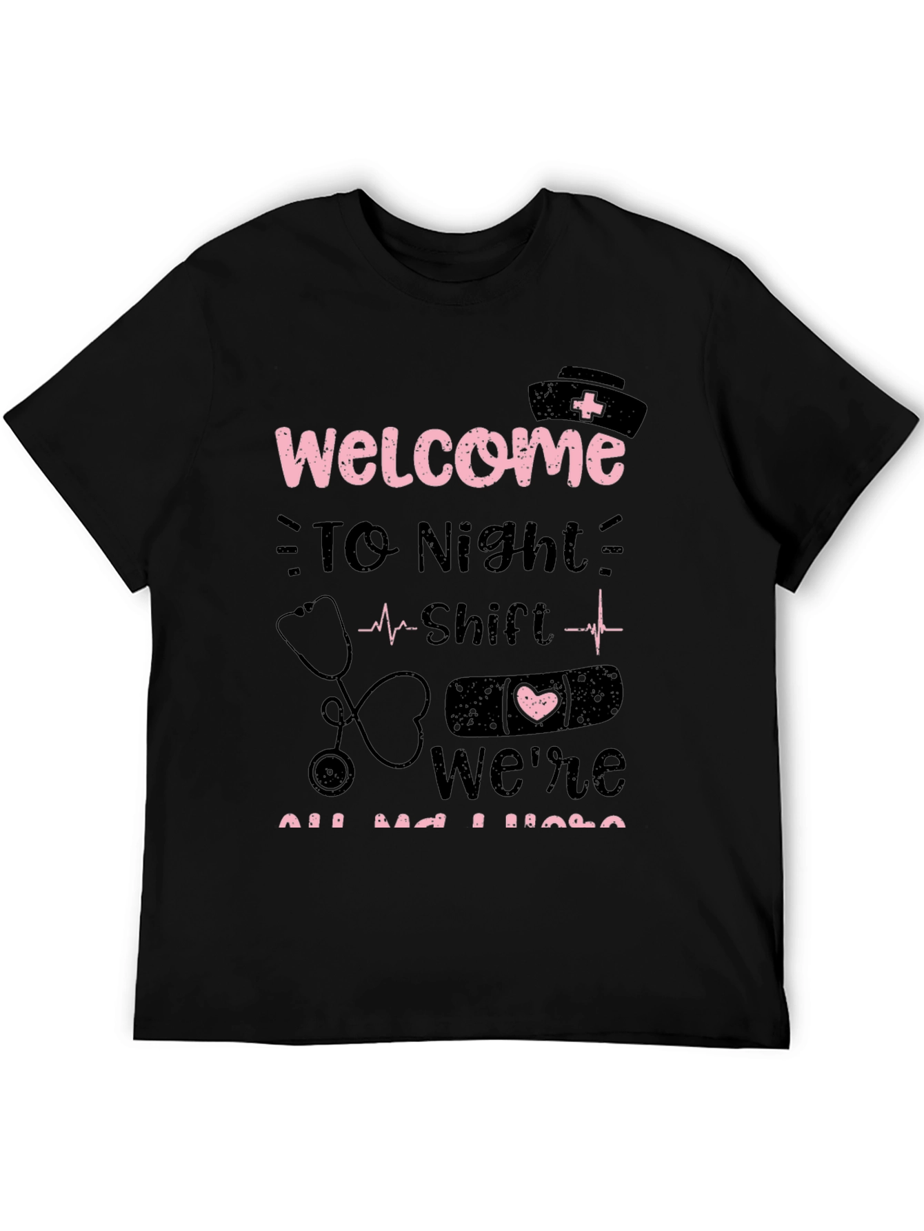 Black Night Shift Nurse Tee - Welcome Humor T-Shirt view 5