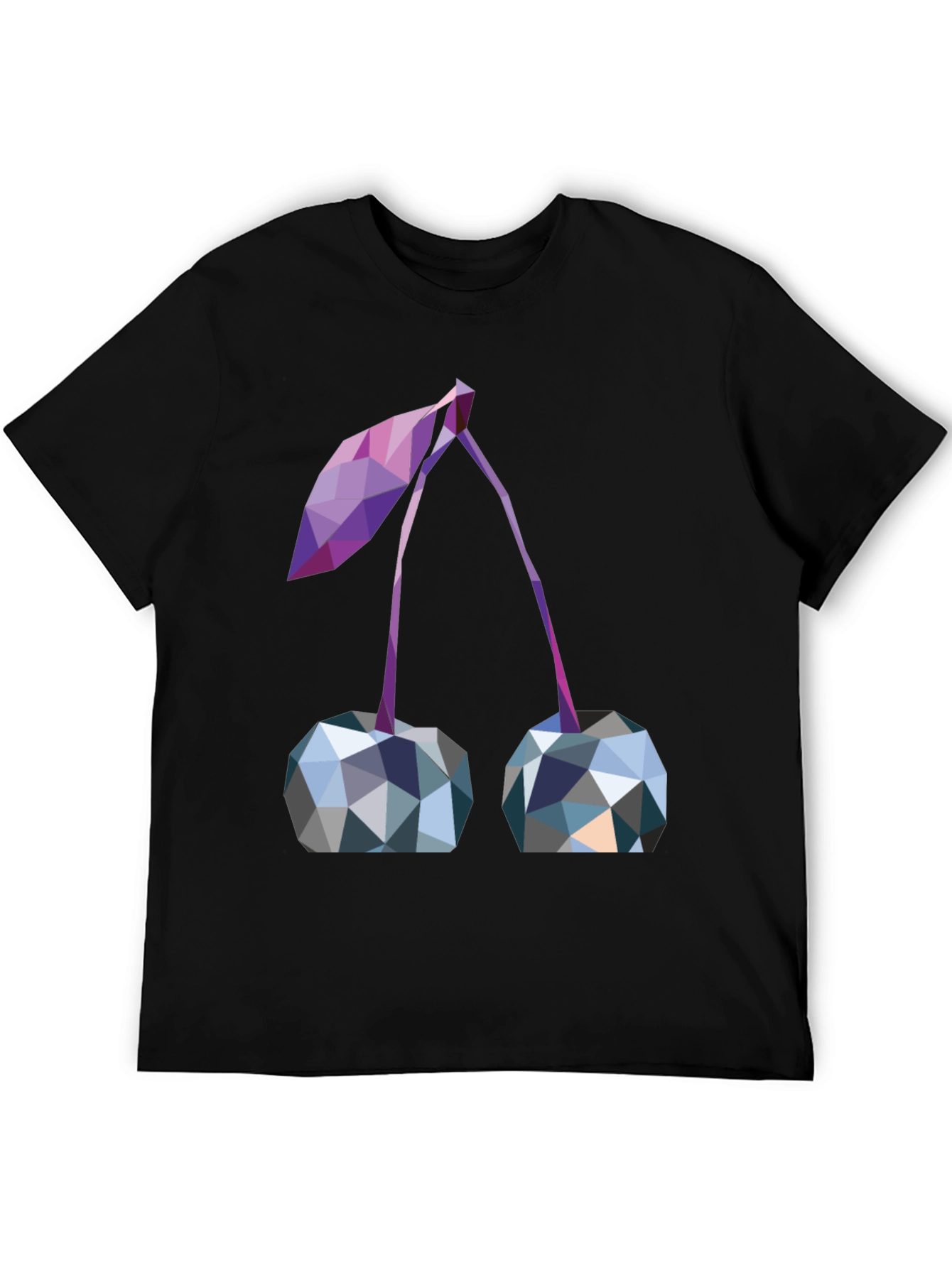 Black Geometric Cherry Print Black T-Shirt view 5