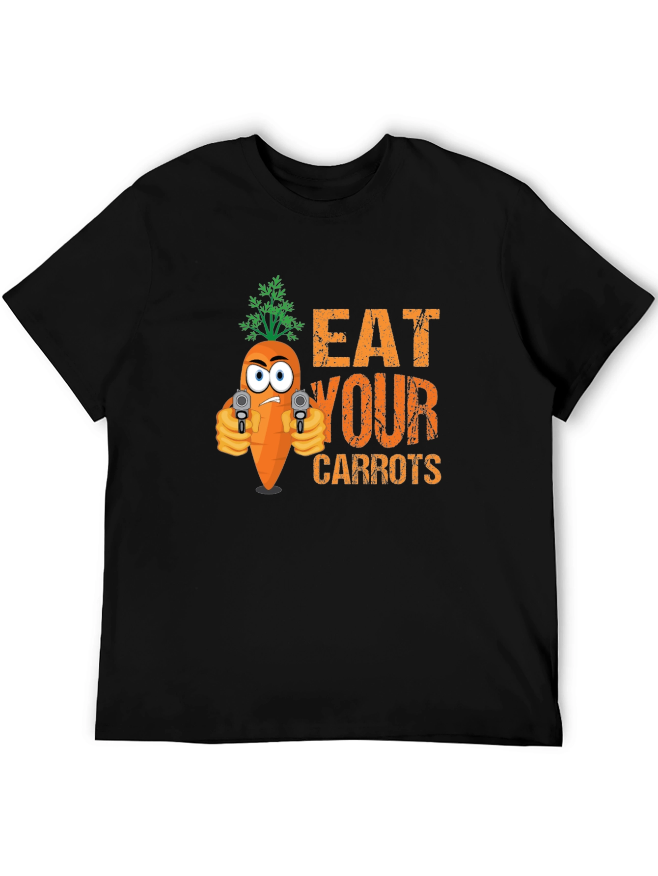 Black Eat Your Carrots Funny Graphic T-Shirt view 5