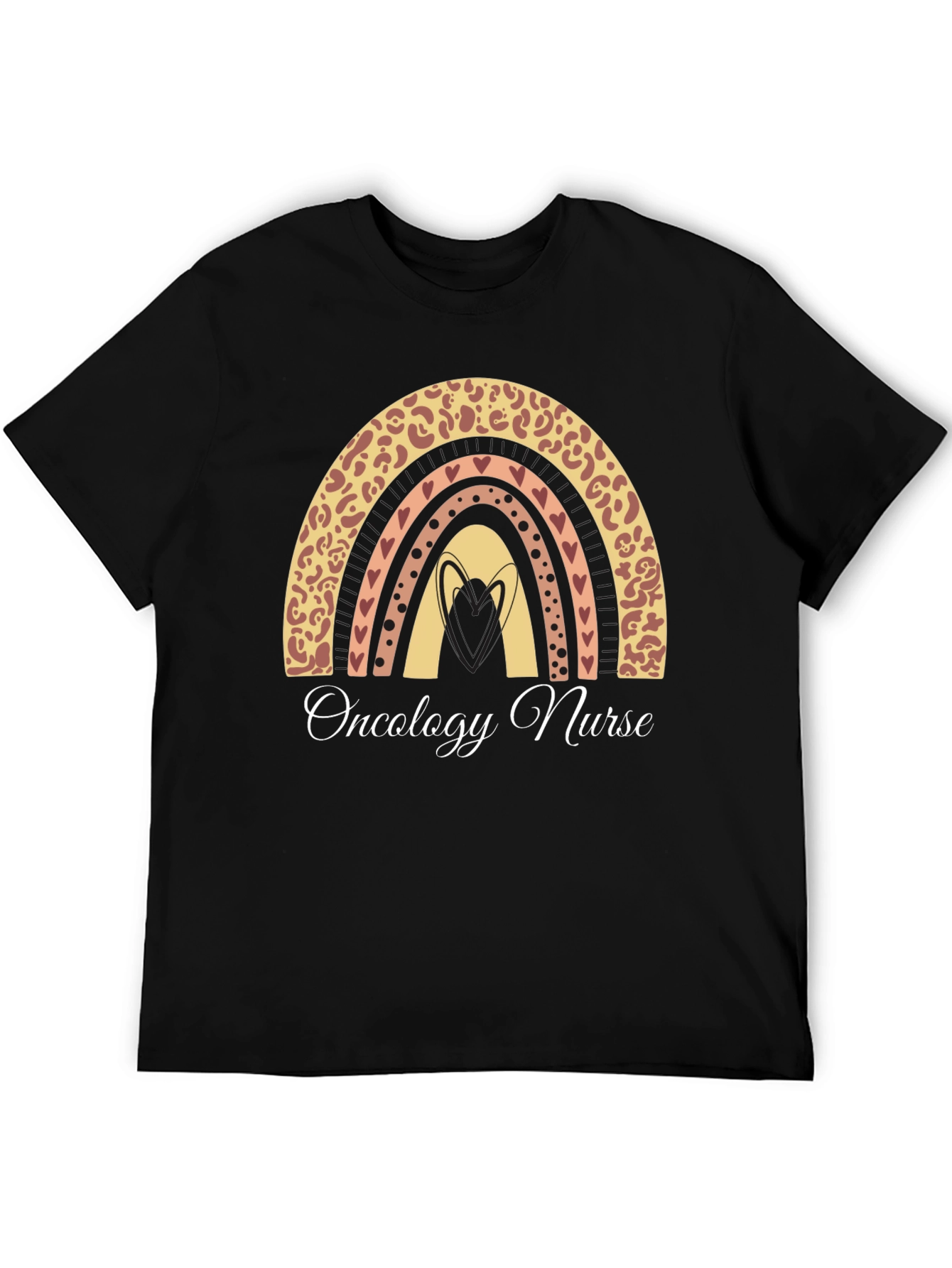 Black Oncology Nurse Rainbow Graphic T-Shirt view 5