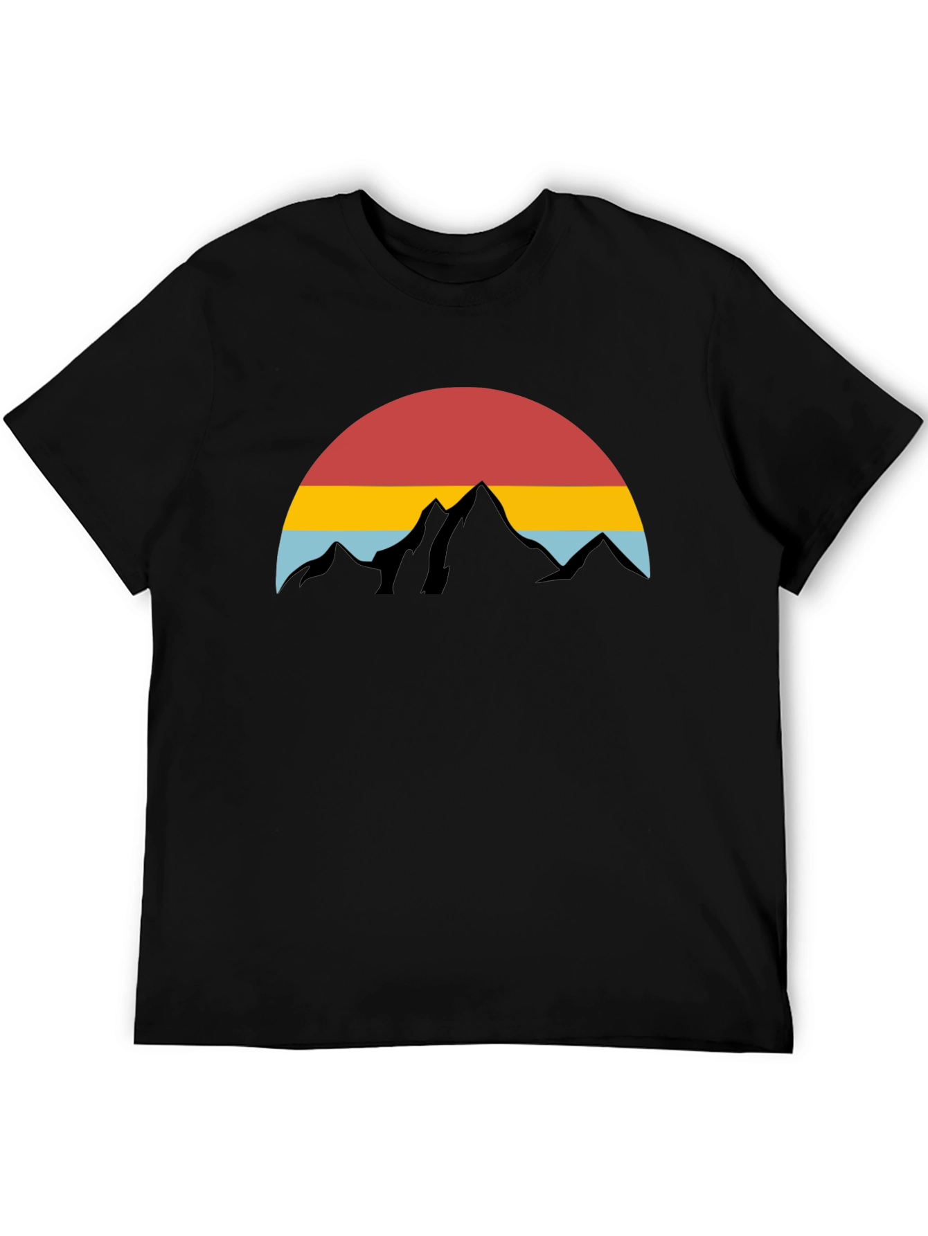 Black Retro Mountain Sunset Graphic Tee - Black Cotton Blend view 5
