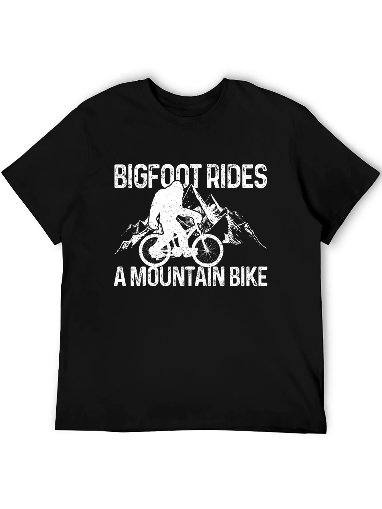Black Bigfoot Rides A Mountain Bike Graphic T-Shirt view 5