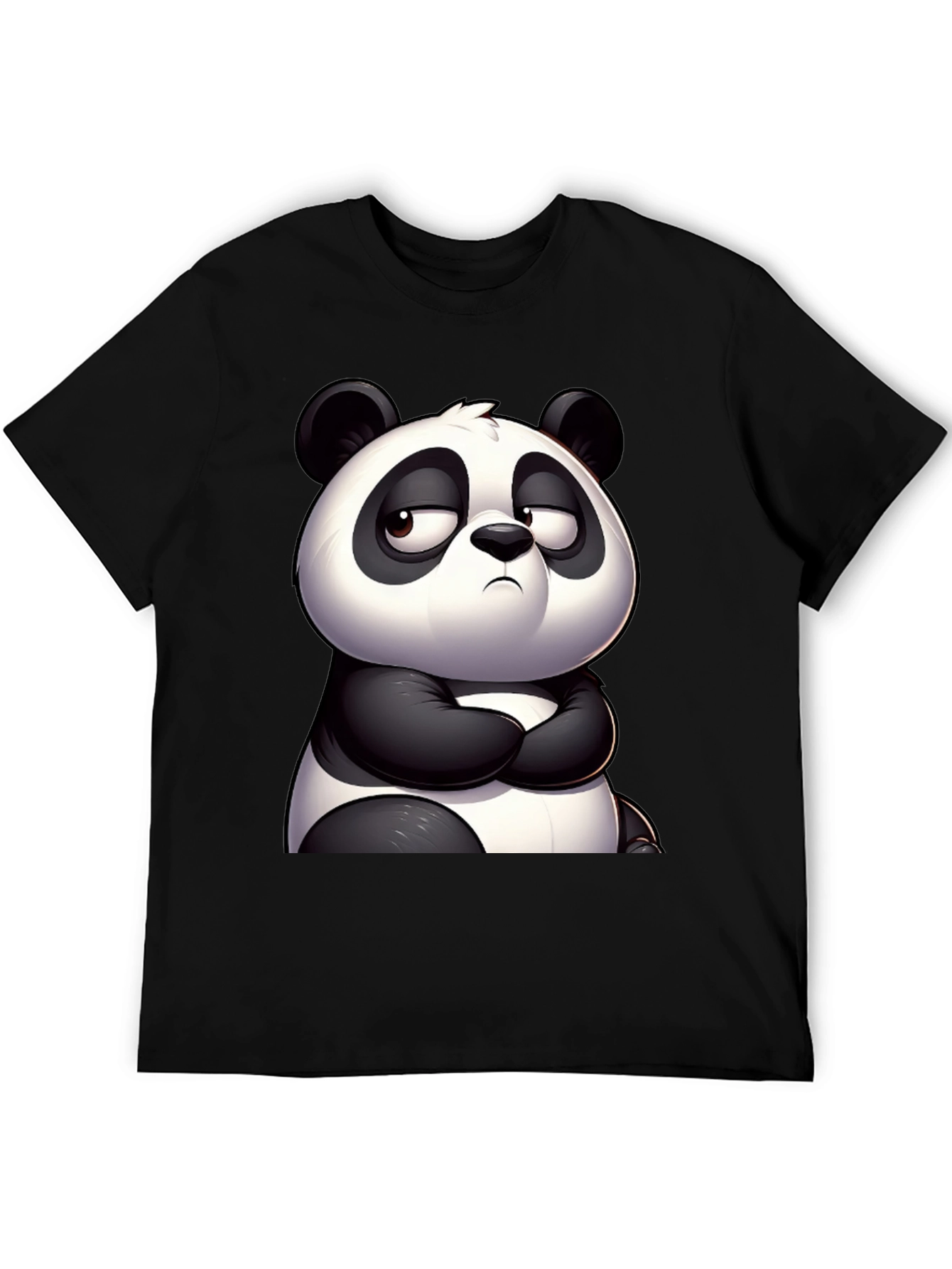 Black Grumpy Panda Graphic Tee - Black Cotton T-Shirt view 5