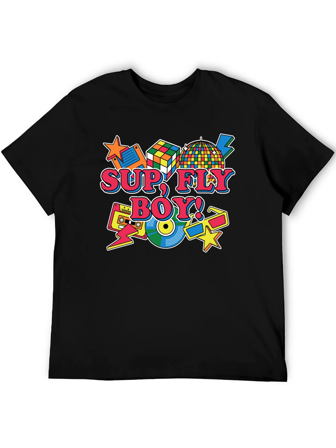 Black Retro "Sup Fly Boy!" Graphic T-Shirt view 5