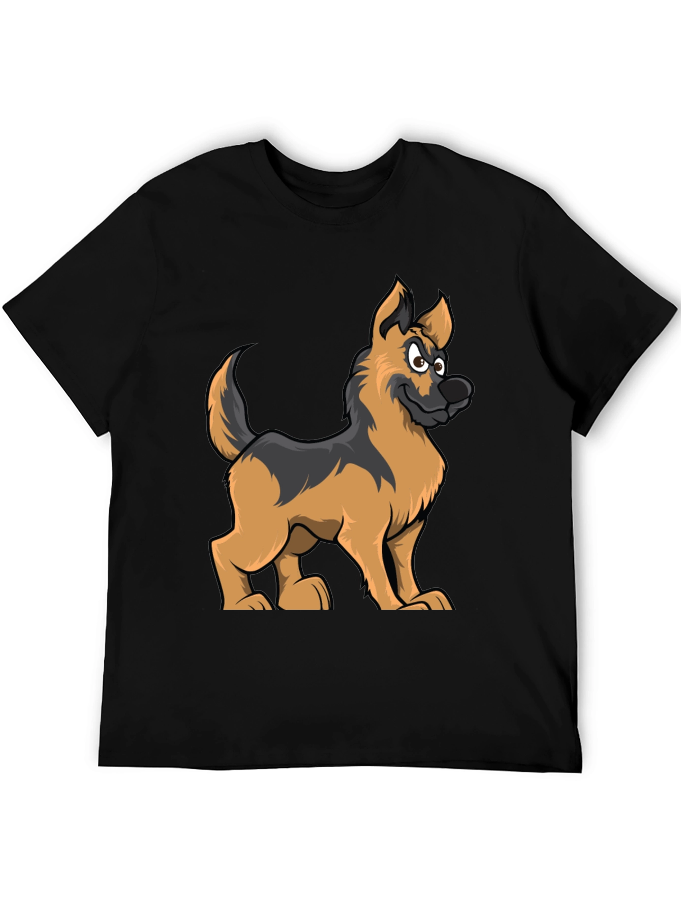 Black Cartoon German Shepherd Graphic Tee view 5