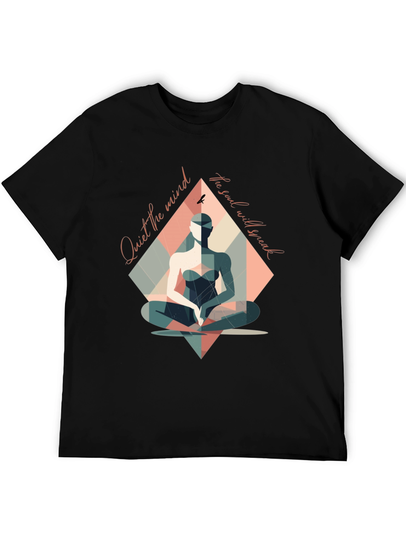 Black Mindful Meditation T-Shirt - Quiet the Mind, Speak the Soul view 5