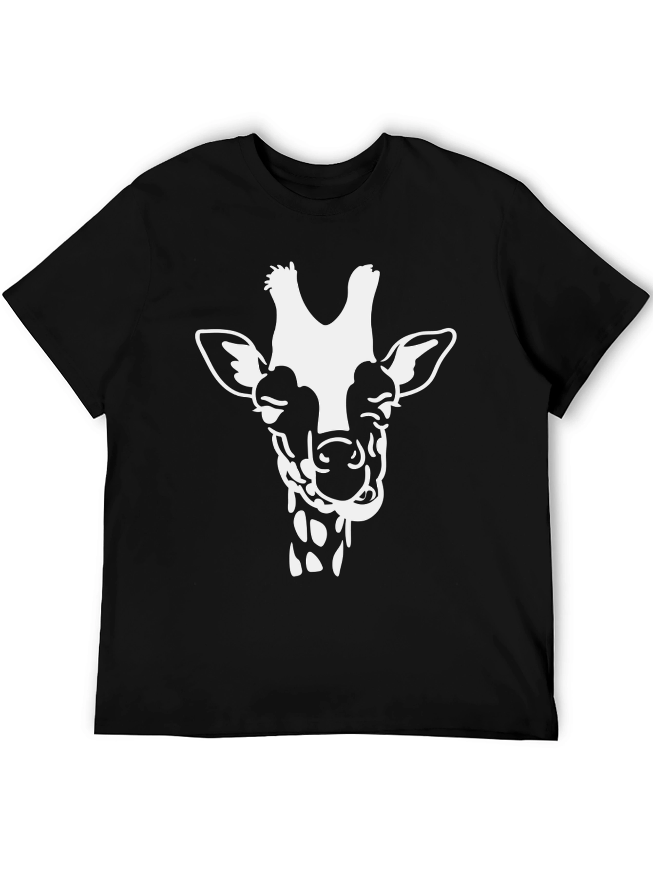 Black Giraffe Graphic Tee - Black Cotton Blend T-Shirt view 5
