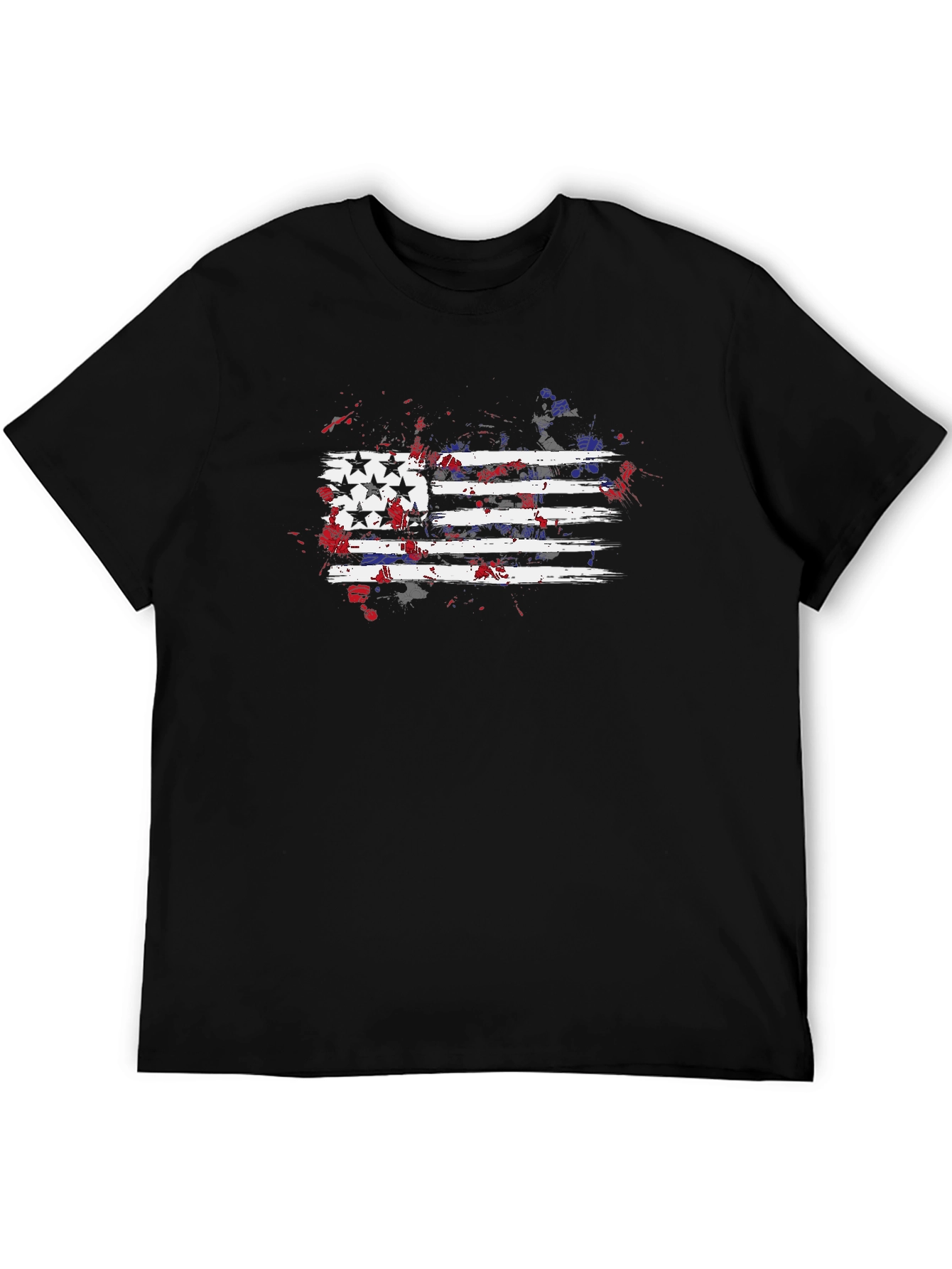 Black USA Flag Graphic Print Men's Black T-Shirt view 5