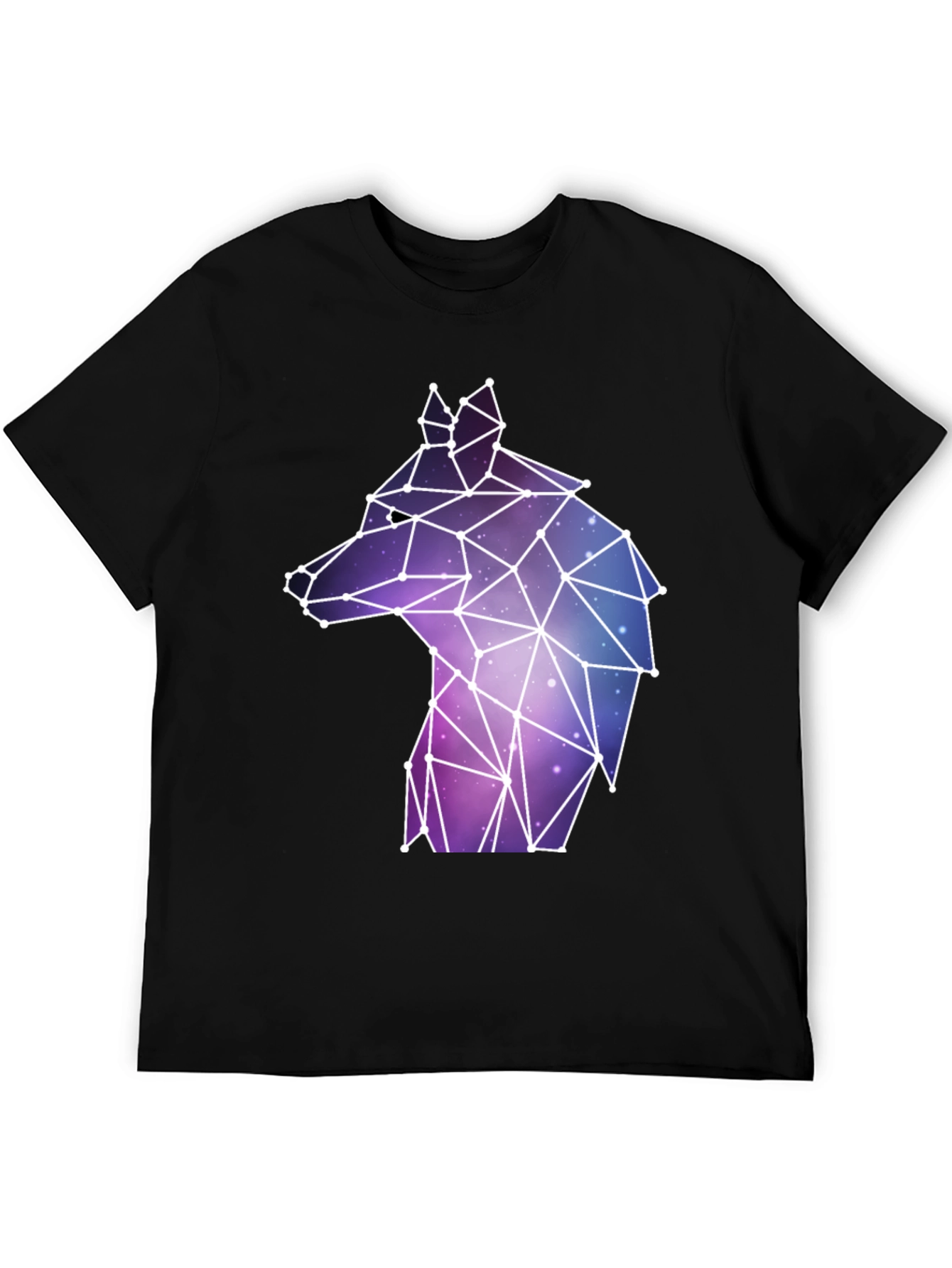 Black Geometric Wolf Galaxy T-Shirt view 5