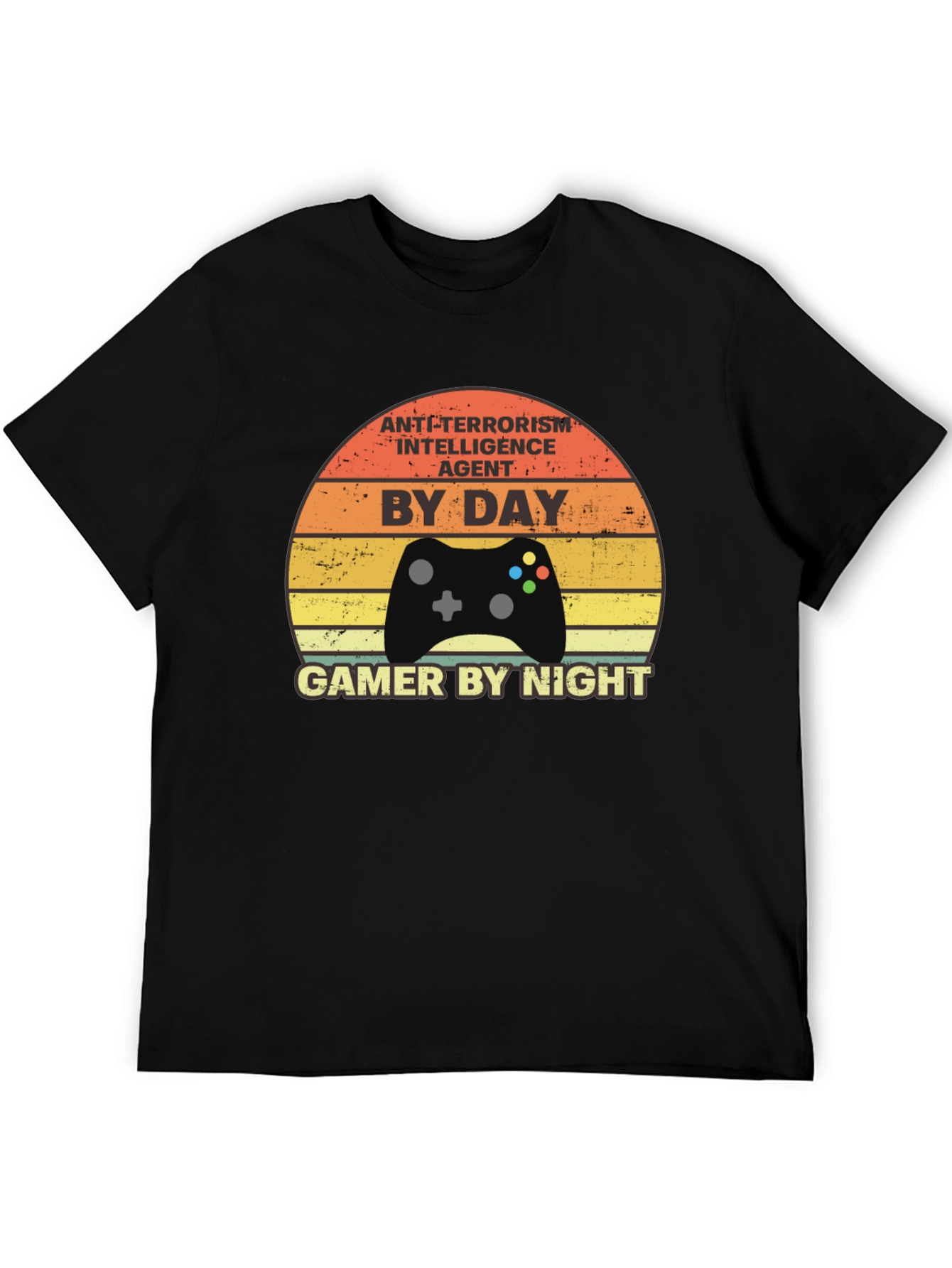 Black Anti-Terrorism Agent Gamer T-Shirt view 5