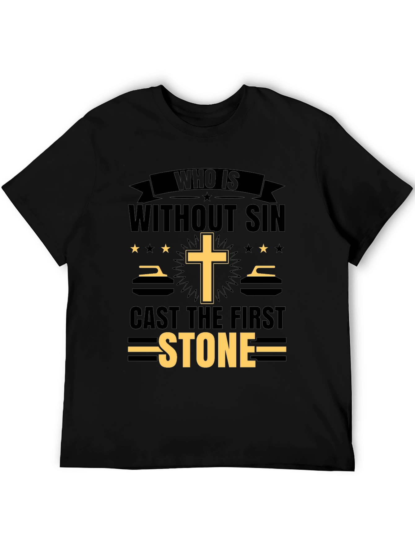 Black Who Is Without Sin T-Shirt view 5