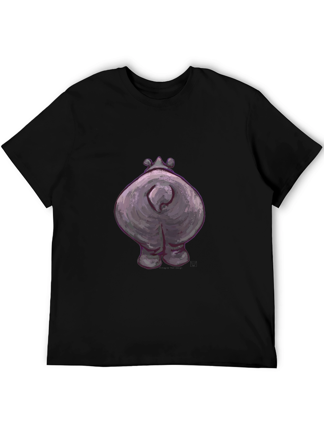 Black Hippo Butt Graphic Tee - Funny Animal T-Shirt view 5