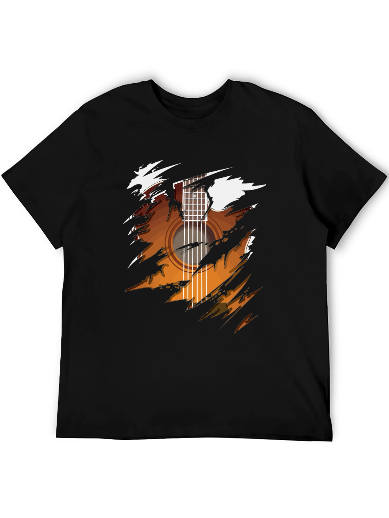 Black Guitar Graphic Black T-Shirt - Music Lover Tee view 5