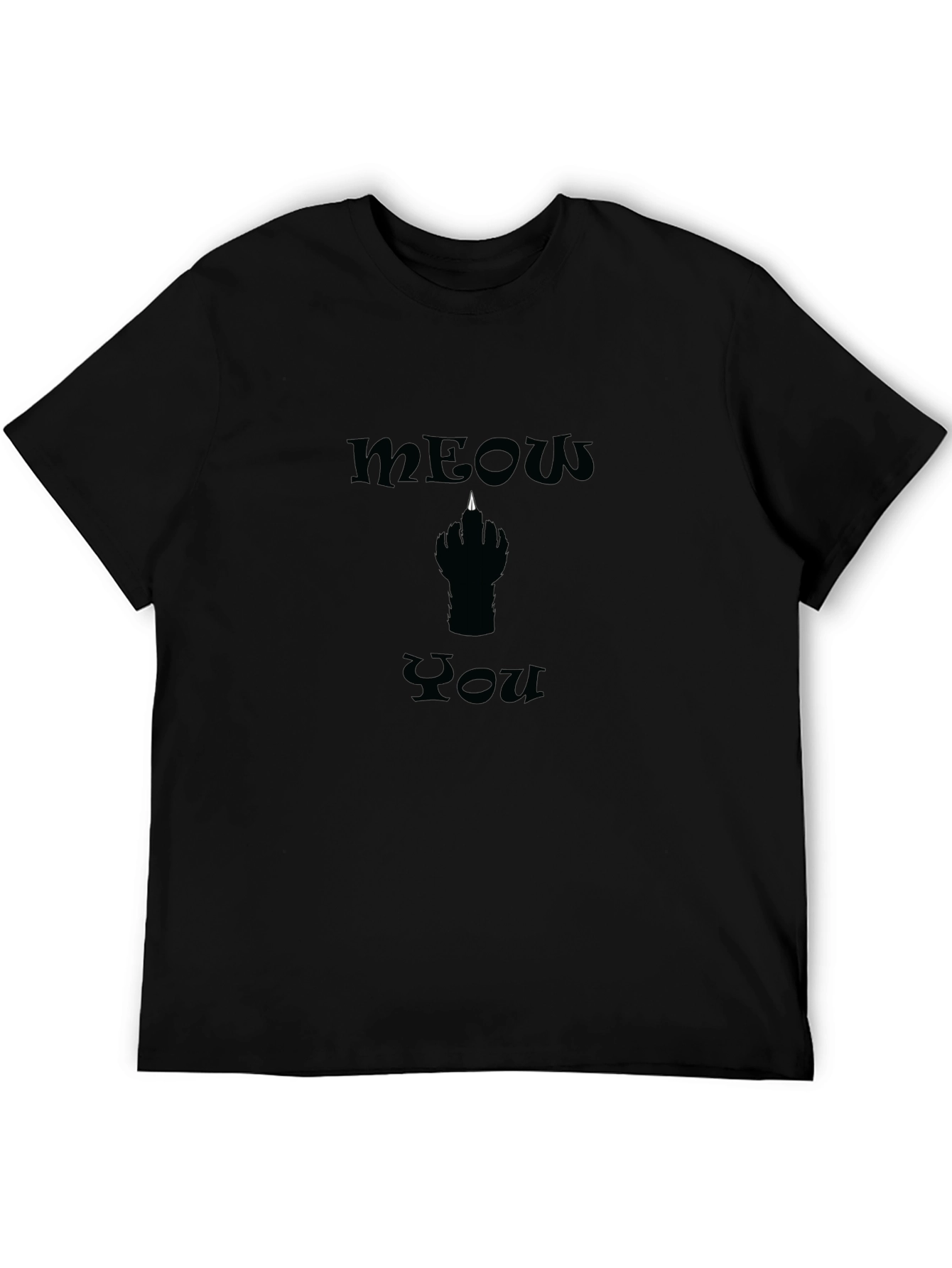 Black Meow You Graphic Tee - Black Cotton T-Shirt view 5