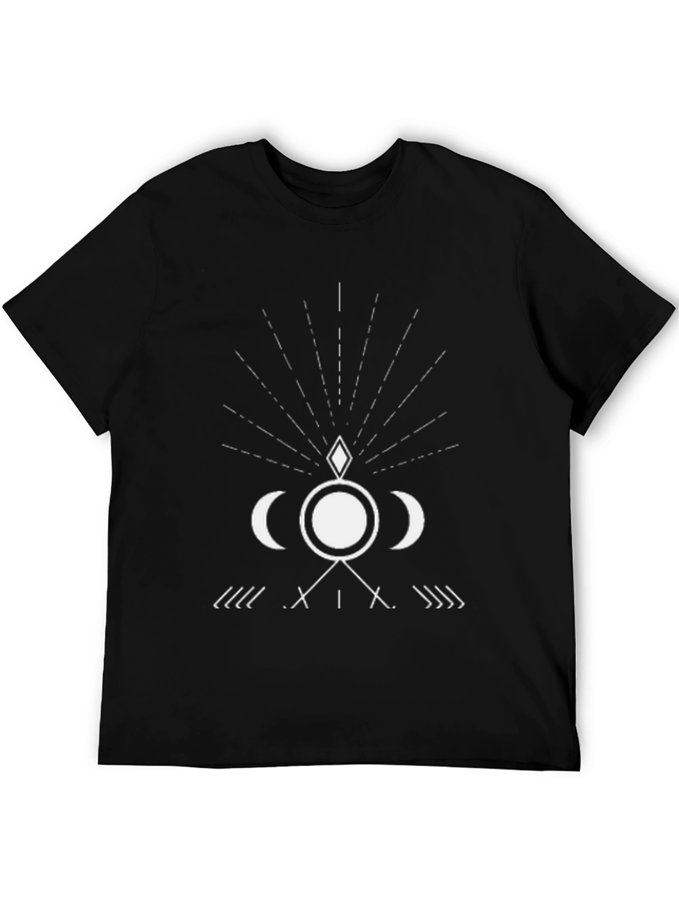 Black Geometric Moon Graphic Tee - Black view 5