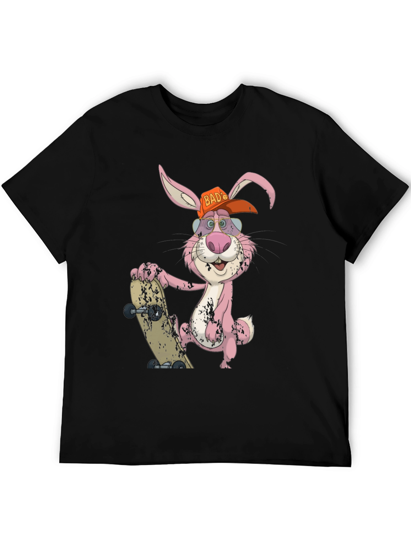 Black Cool Bunny Skateboarder Graphic Tee view 5