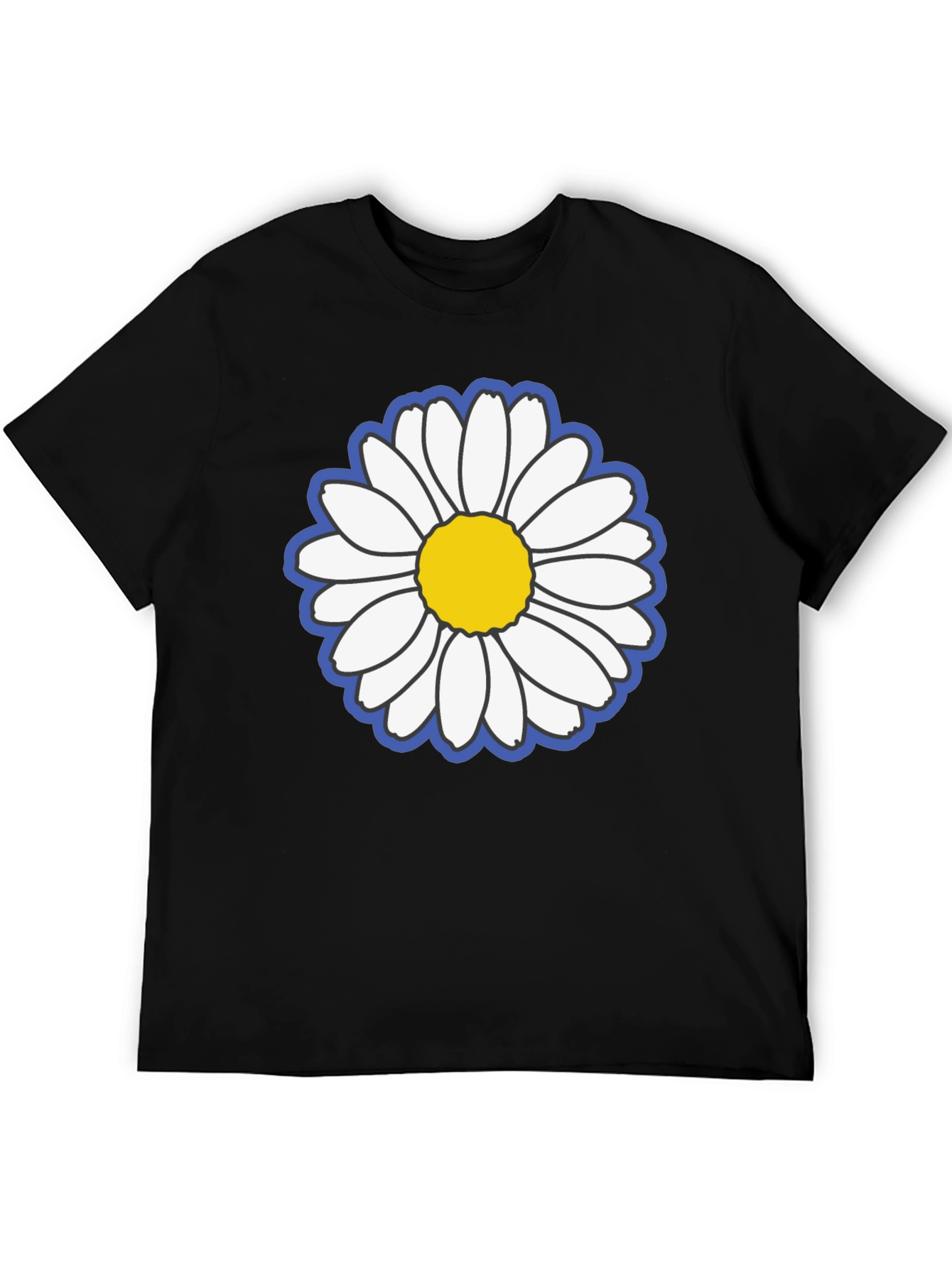 Black Daisy Flower Graphic Black Tee view 5