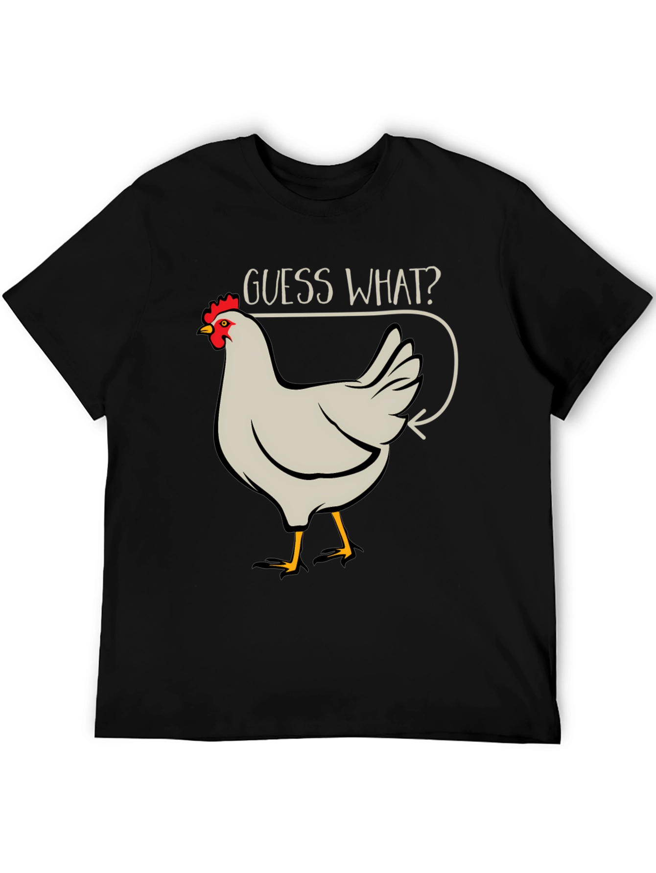 Black Guess What? Chicken Butt Men's Black T-Shirt view 5