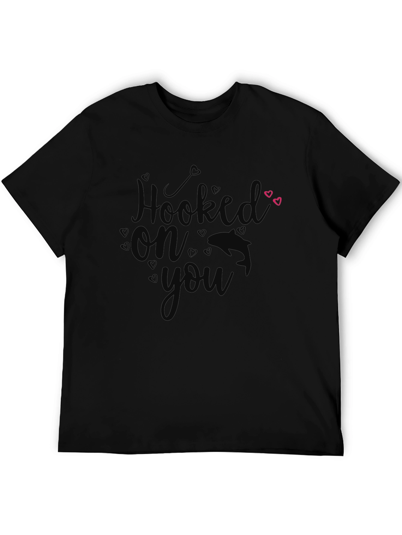 Black Hooked On You Graphic Tee - Black Cotton T-Shirt view 5