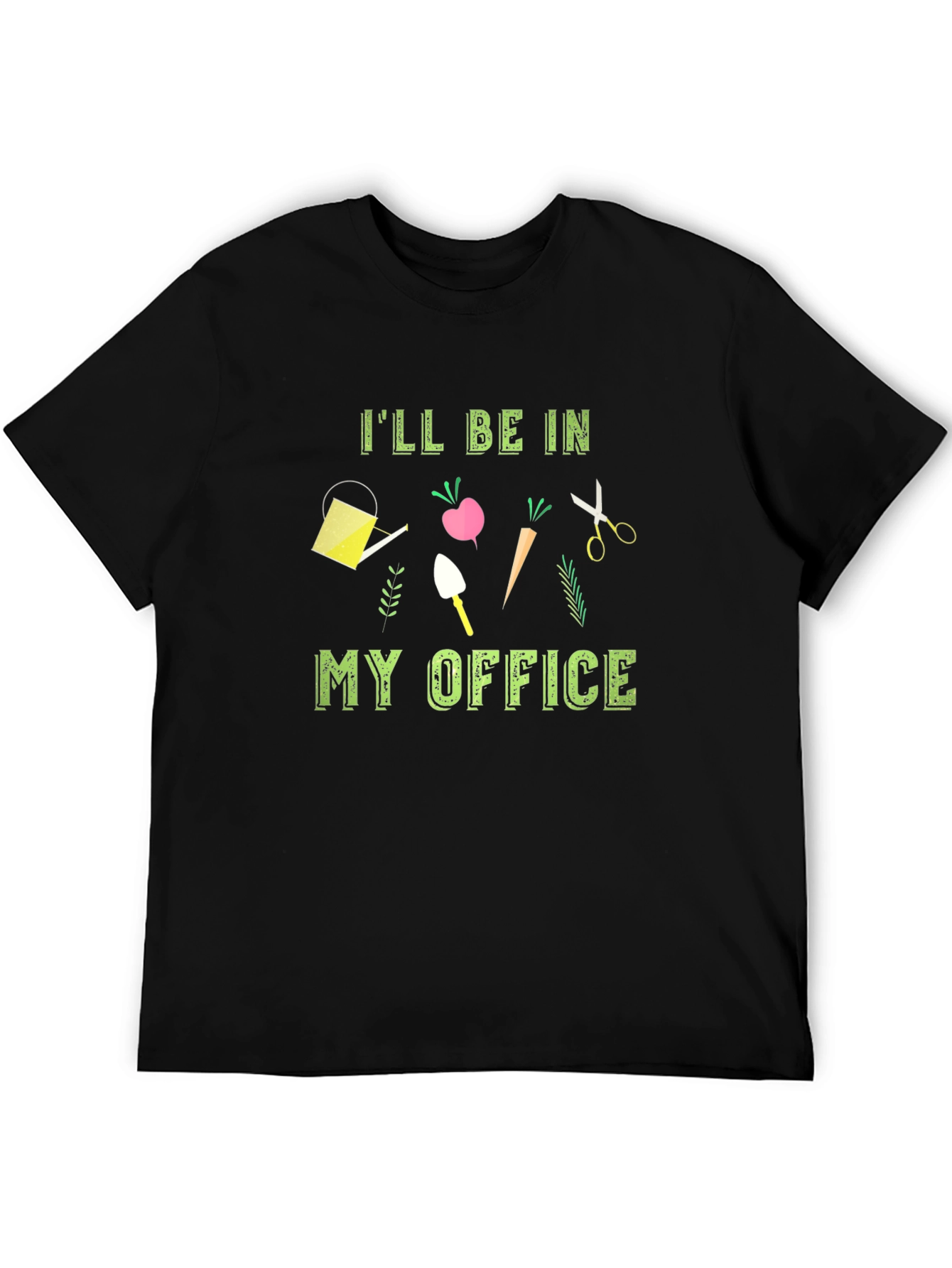 Black Gardening Office T-Shirt - Black Cotton Tee view 5