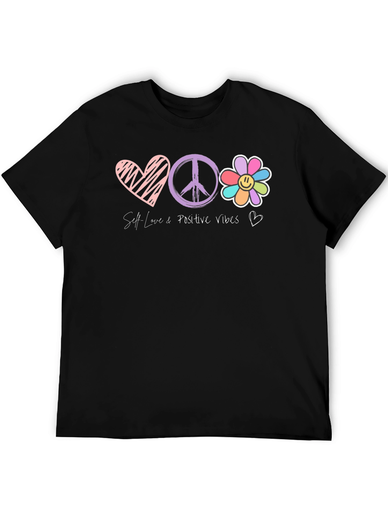 Black Self Love Positive Vibes Graphic Tee view 5