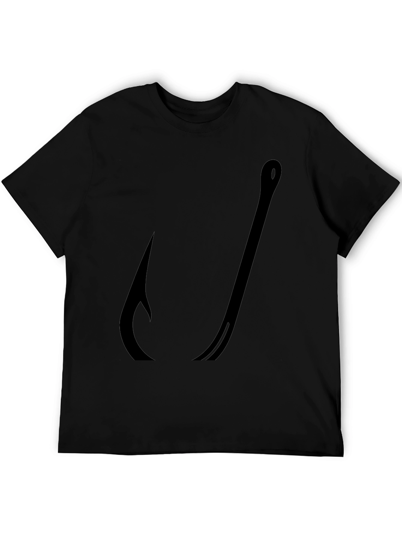 Black Fishing Hook Graphic Tee - Black Cotton T-Shirt view 5